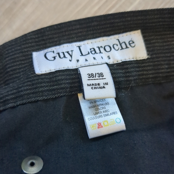 NWOT Guy Laroche Paris Pants Mens 38 Chino Black Stripe Business Formal Casual - Picture 8 of 13